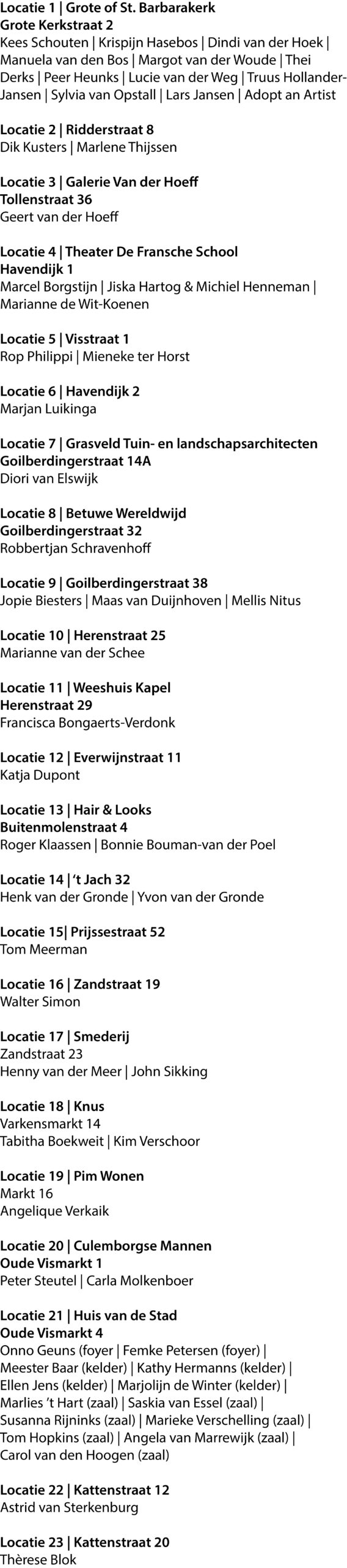 Plattegrond website met locaties